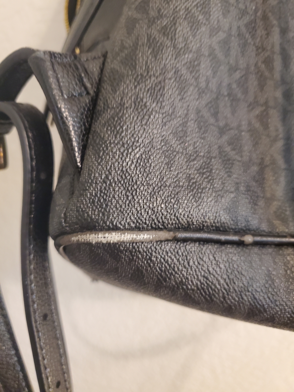 Michael Kors Charcoal MK Monogram Backpack with Gold Hardware - Picture 12 of 16